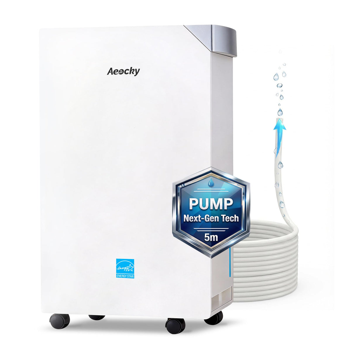 AEOCKY 4500 Sq.Ft Energy Star Most Efficient 2025 Dehumidifier with Pump, Max 80 Pint/Day Smart Compressor Dehumidifier with Drain Hose, Intelligent Humidistat,for Basement,Bedroom,Home,Bathroom