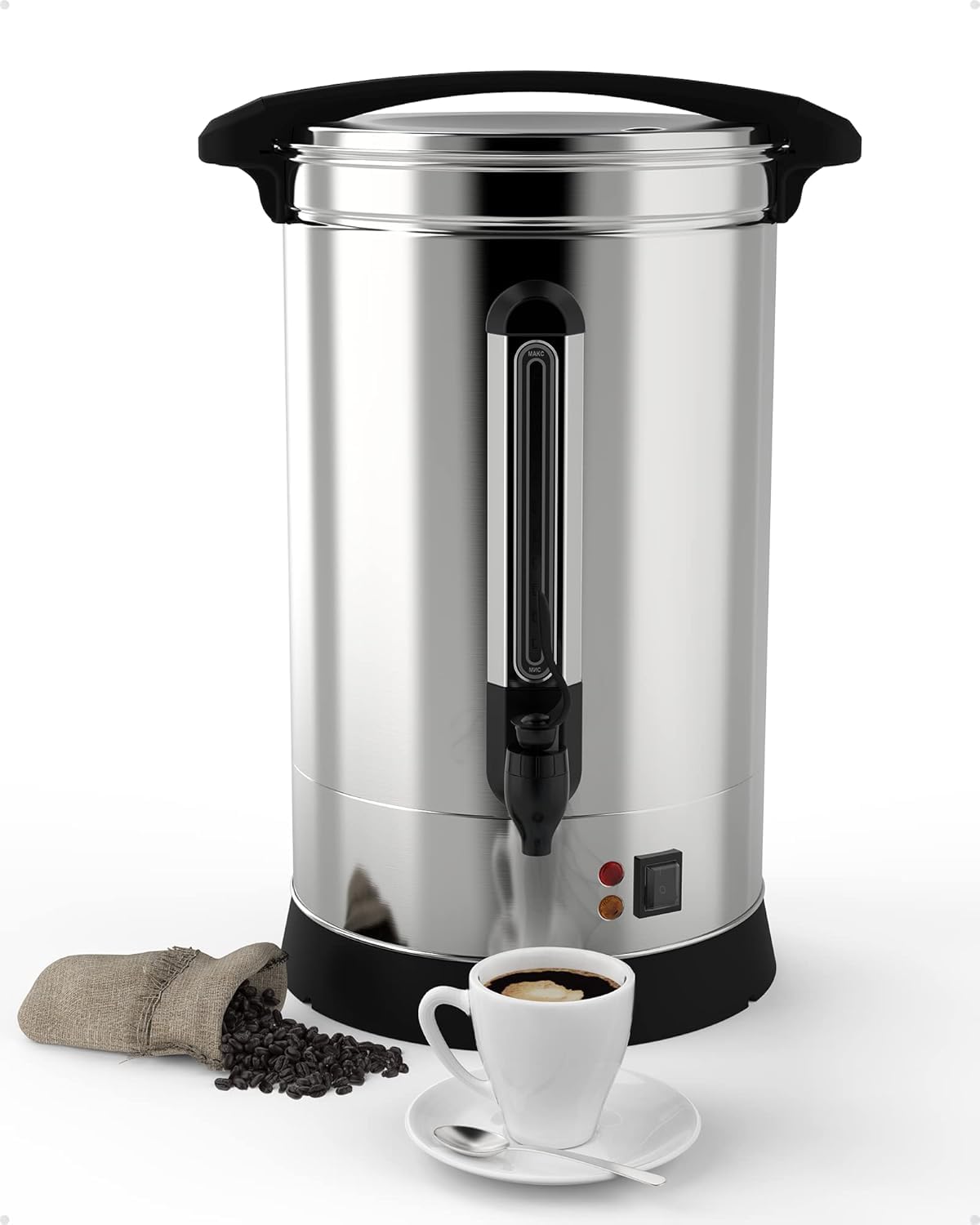 Garvee Coffee Urn 120 Cups/18L, Stainless Steel Commercial Coffee Maker 4.8 gal Electric Large Hot Beverage Hot Water Dispenser Coffee Dispenser Hot Water Urn For Business, Party,Catering,Silver