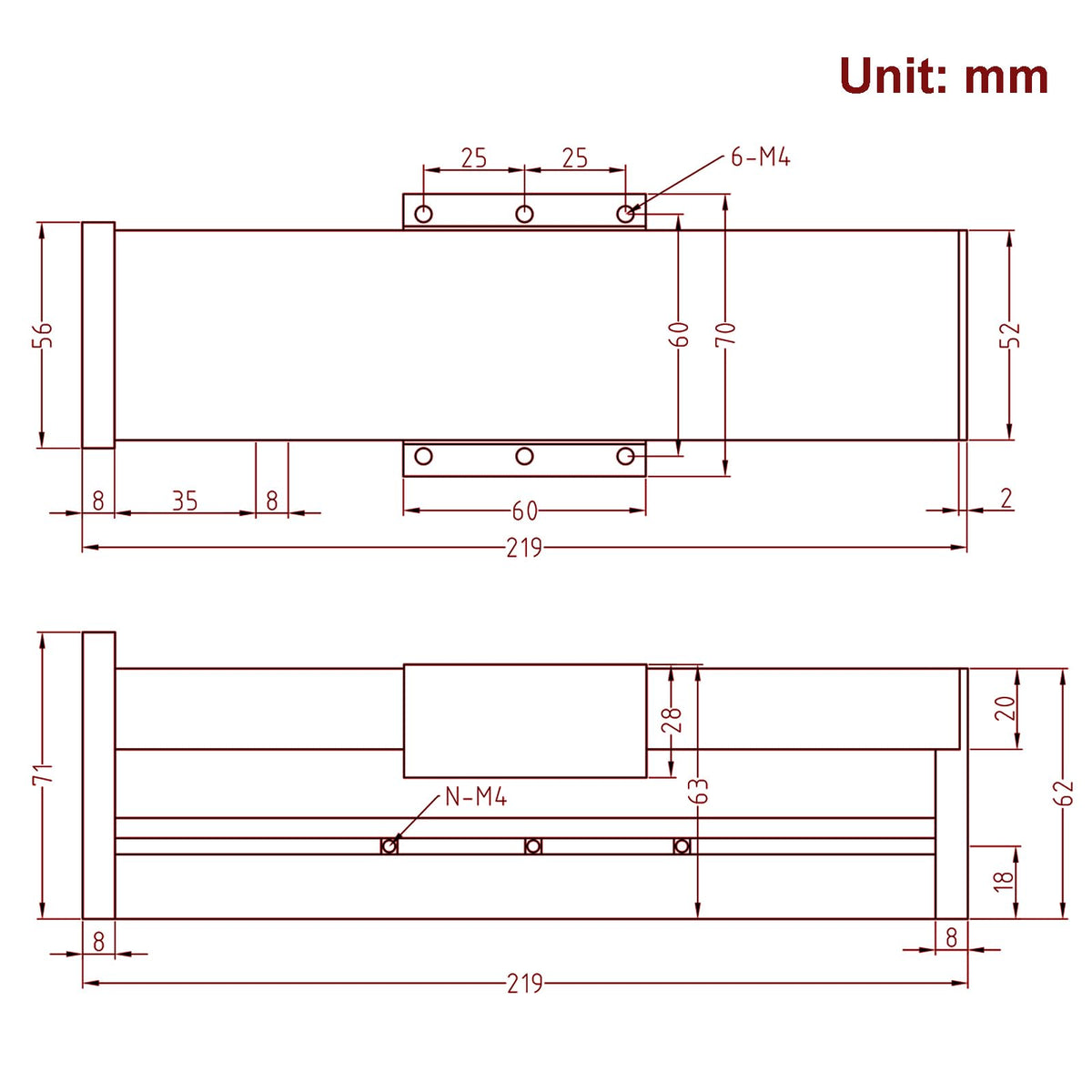 Zeberoxyz Fully Enclosed Linear Rail Guide Ballscrew SFU1605 with Square Linear Rails with NEMA23 Stepper Motor, 100mm Effective Stroke Length for CNC Router Parts (Size:100mm)