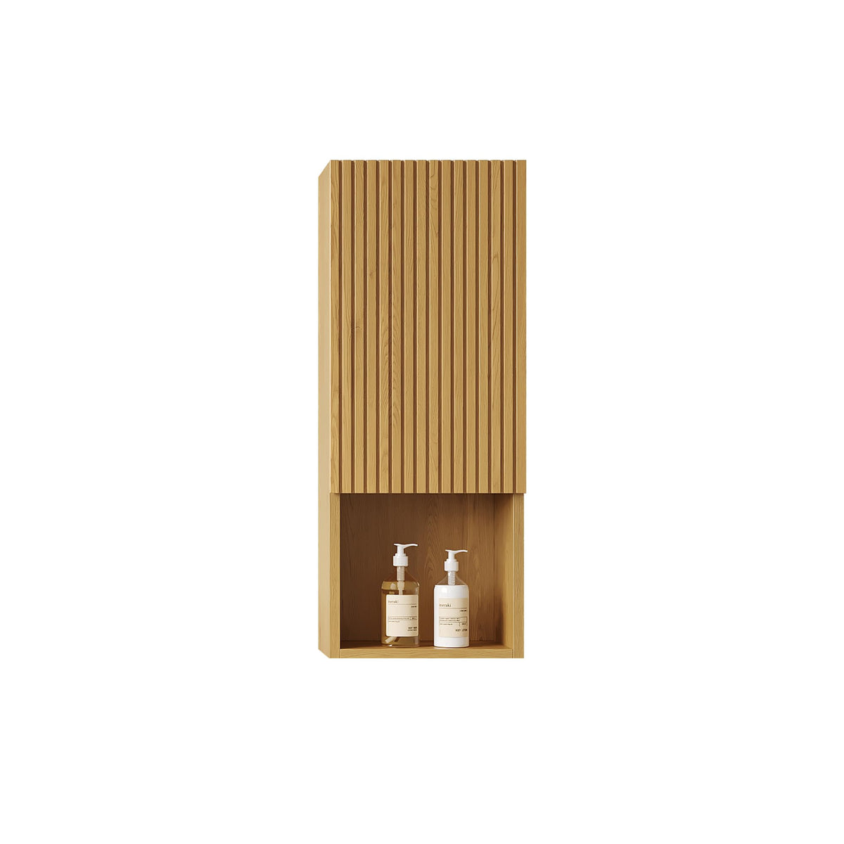 KEIKI Bathroom Wall Cabinet, Premium Wood Medicine Cabinet with Soft-Close Doors and Open Shelf, Narrow Storage Cabinet for Bathroom Kitchen Laundry Room, Golden Oak