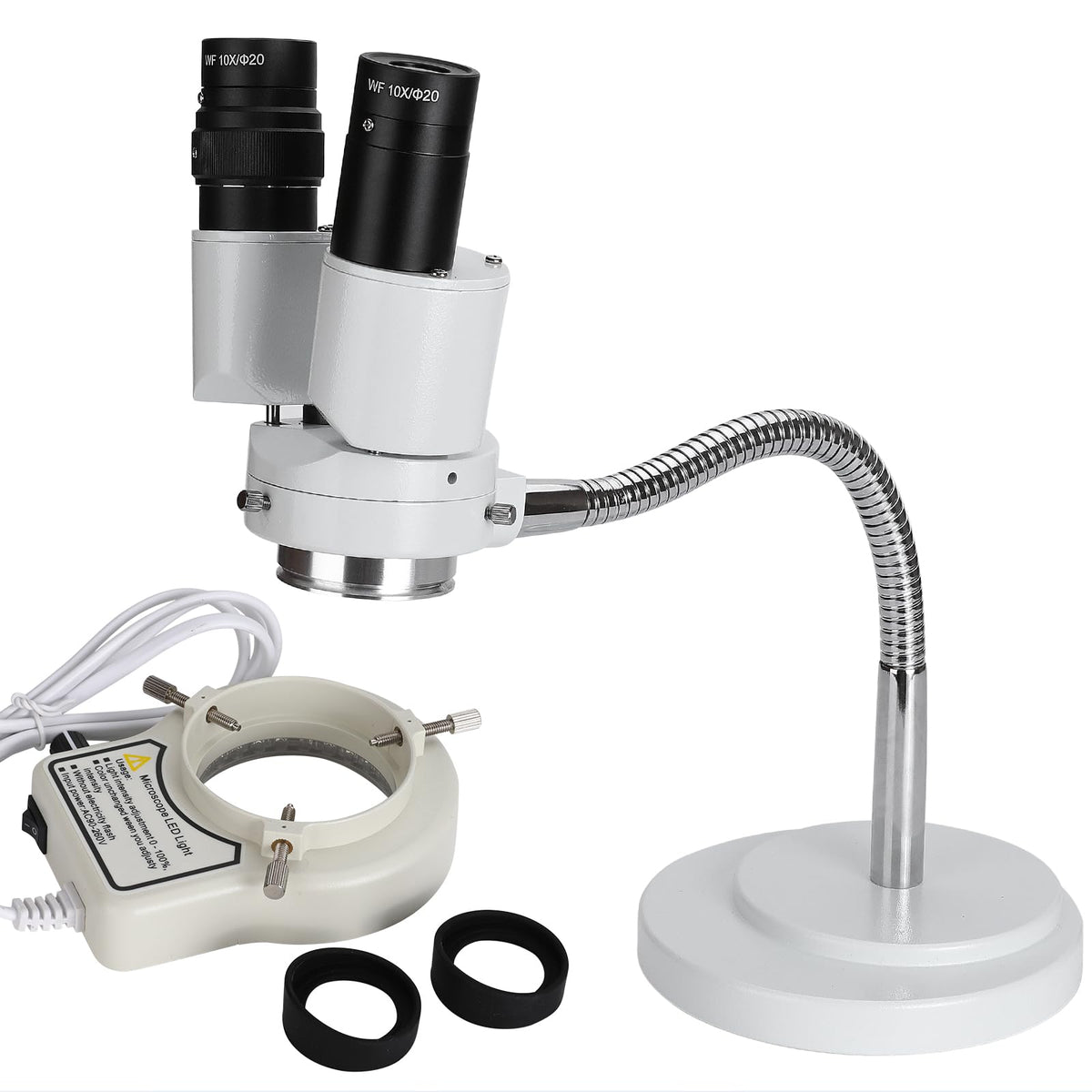 faruijie Dental Microscope with LED Light - Stereomicroscopes 360 Revolve 8X Magnification Binocular Stereo Microscope Dental Binocular Microscope for Electronics Repair with 8W Fluorescent Ring Light