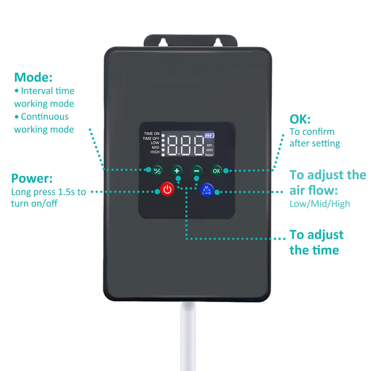Lewisia Solar Pond Aerator Air Pump Battery with Air Hoses and Bubble Stones Fish Tank Bubble Oxygenator 30W