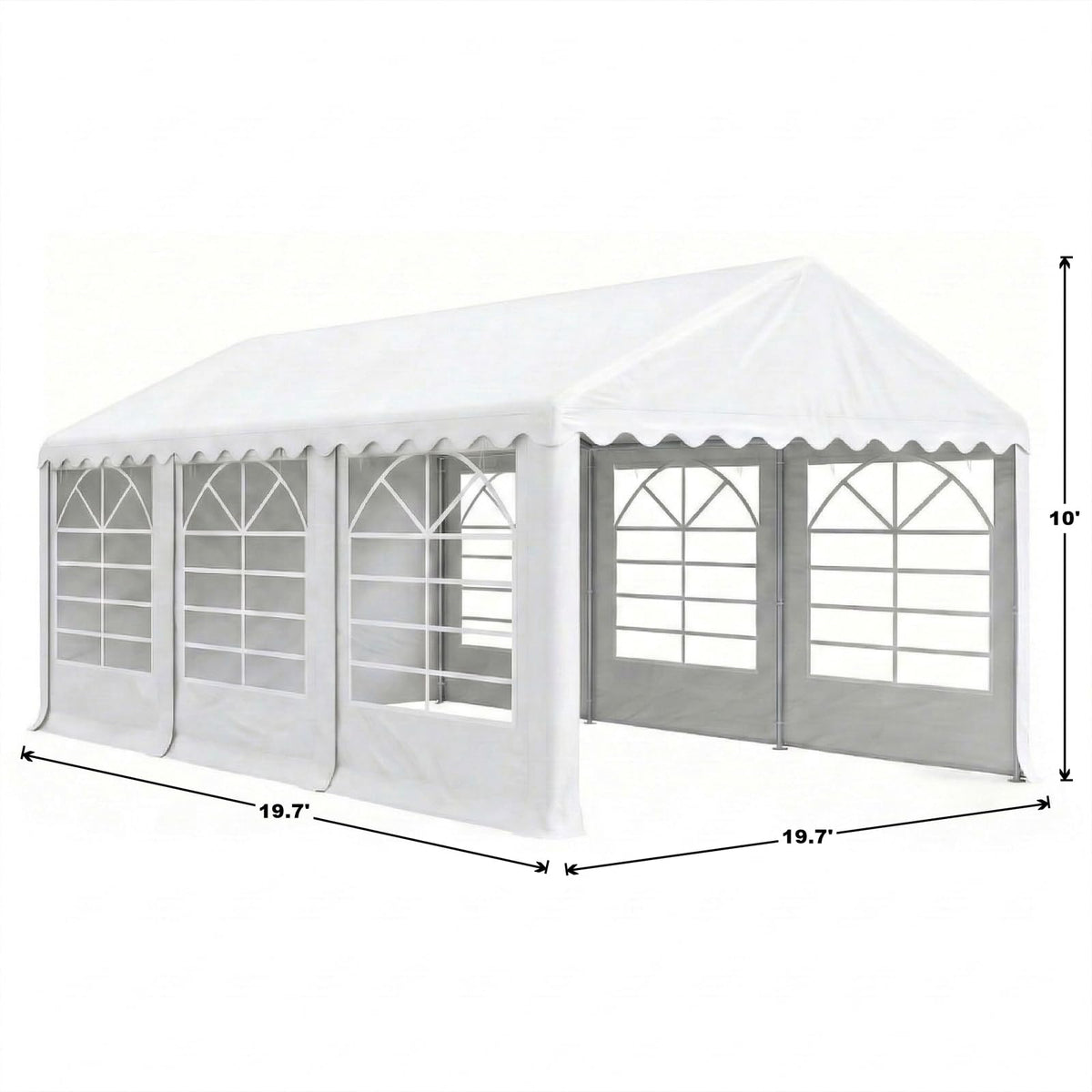 Heavy Duty Party Tent, 20x20FT, Folding Carport Canopy with Galvanized Steel Structure, Roll-Up Windows & Doors, Outdoor Portable Garage with Removable Sidewalls for Car, Boat, Truck, Motorcycle