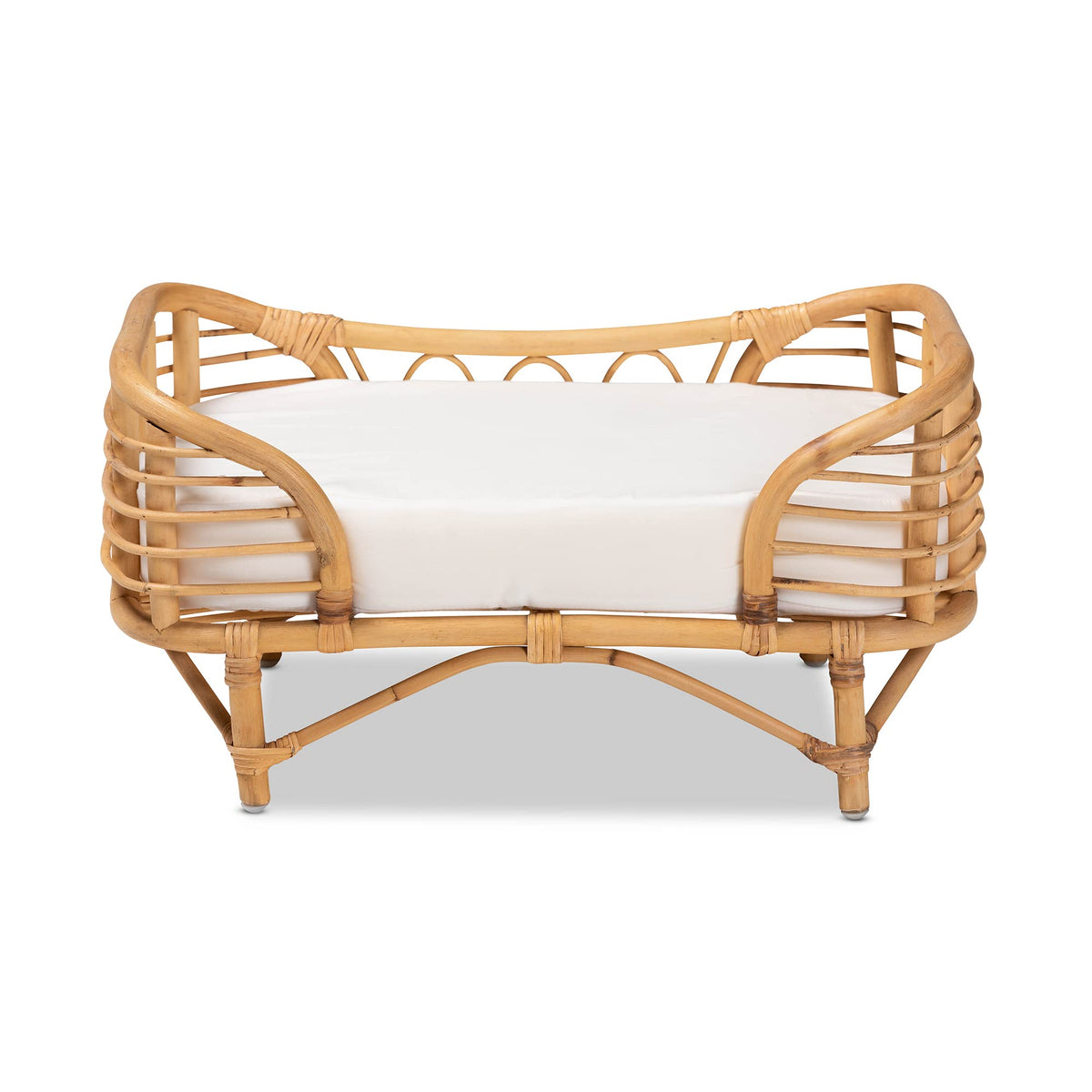 Bali & pari Malino Modern Bohemian Natural Rattan Pet Bed with Cushion