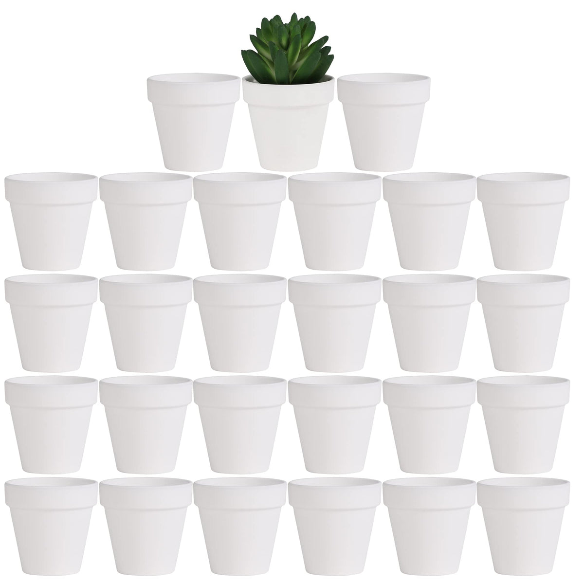 Yishang 27 pcs Small Mini White Clay Pots, 2 inch Terracotta Pot Clay Ceramic Pottery Planter,Cactus Flower Terra Cotta Pots,Succulents Nursery Pots,with Drainage Hole,Great for Crafts,Wedding Favor