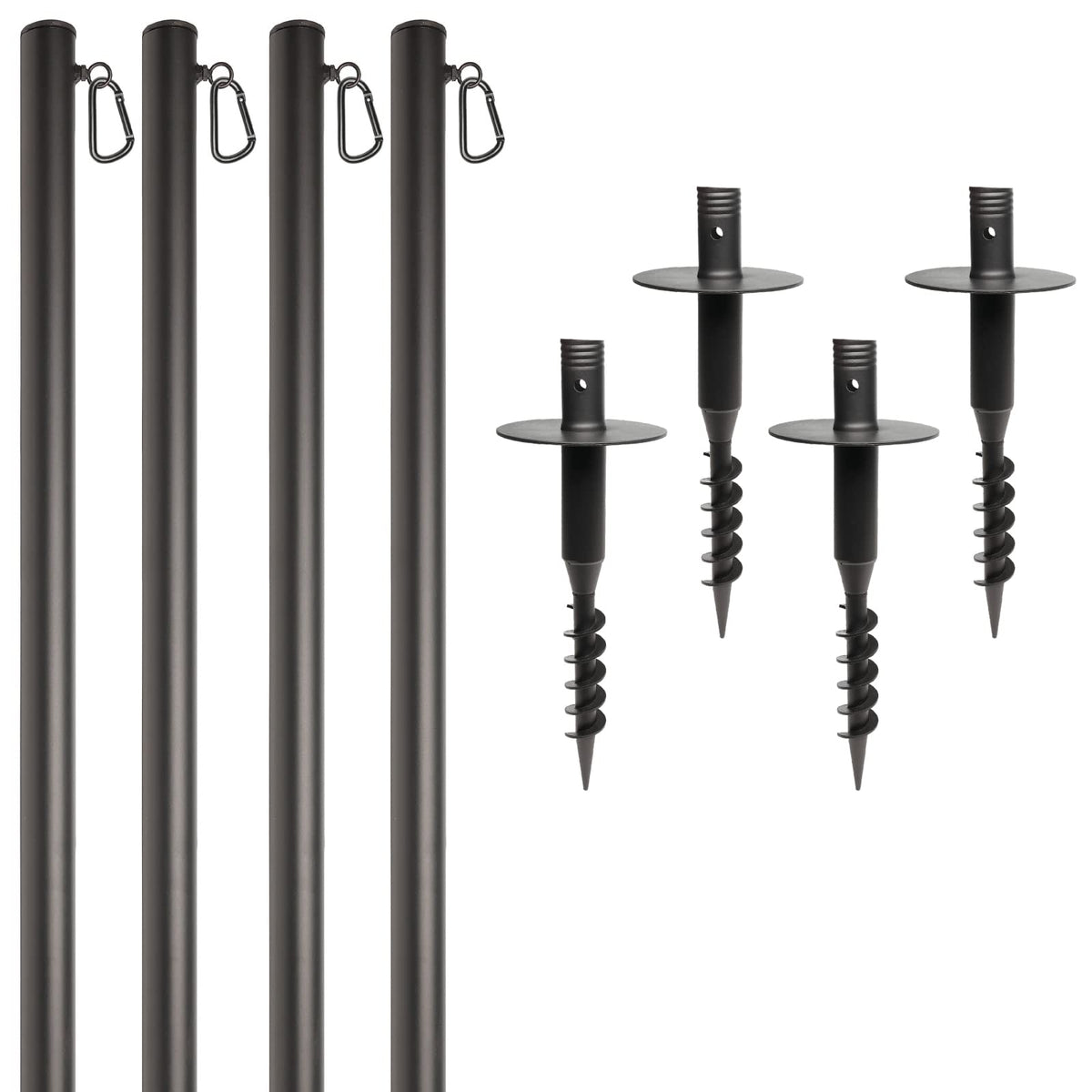 EXCELLO GLOBAL PRODUCTS Premium String Light Poles - 4 Pack - Extends to 10 Feet – Yard Mount (Grass/Dirt)