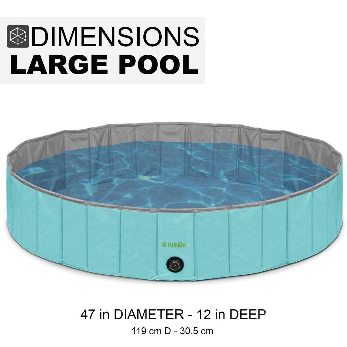 Kundu Round (47" Diameter x 12" Deep) Heavy Duty PVC Pets and Kids Outdoor Pool/Bathing Tub - Portable & Foldable - Large (Pack of 2)