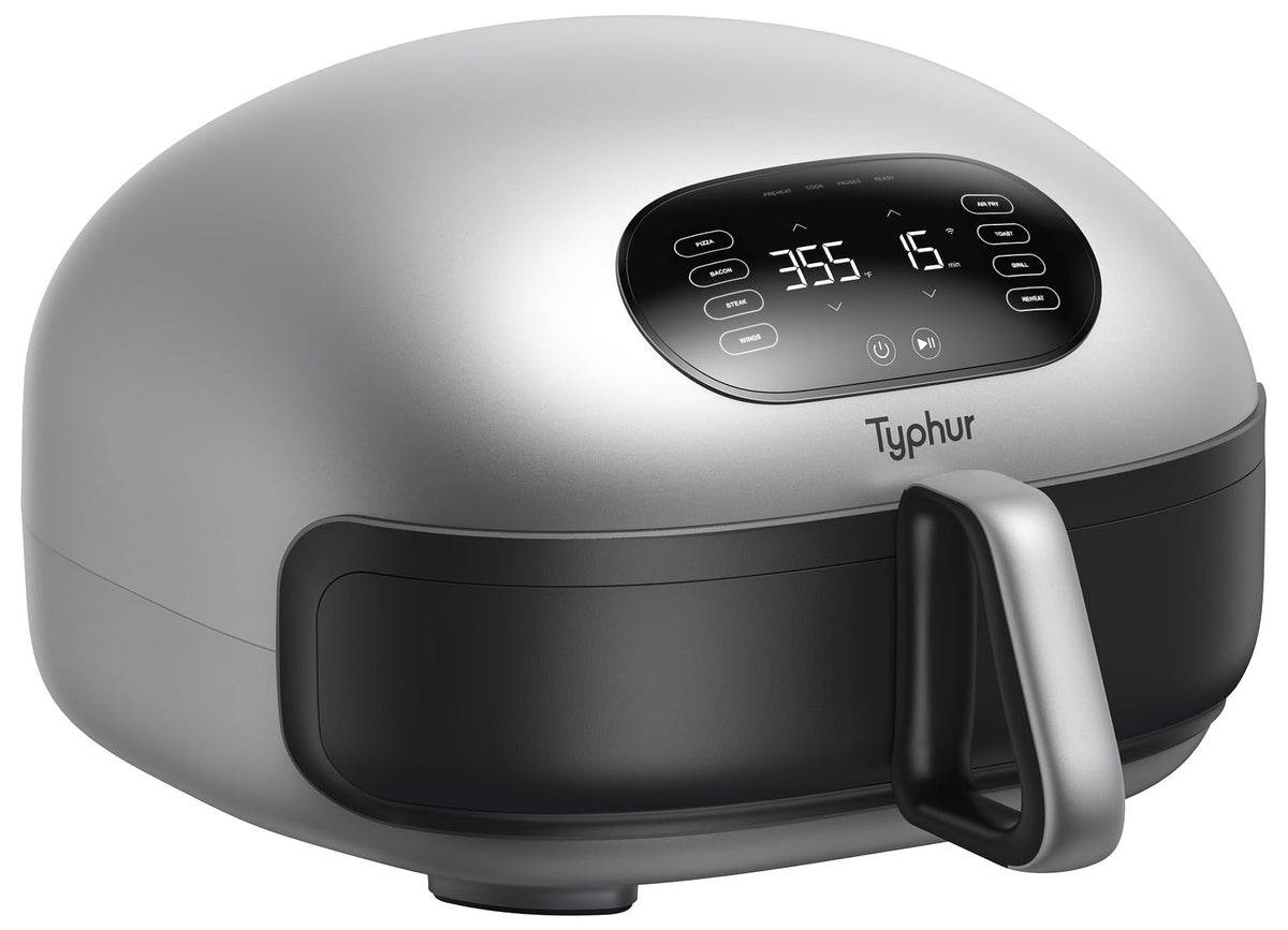 Typhur Dome 2 AI Smart Air Fryer, 15-in-1 Large Flat Airfryer with Top & Bottom Heating, Self-Cleaning Digital Fryer, PFAS-Free Ceramic Basket, Fits a 12" Pizza or Steaks, Whisper-Quiet, 120V