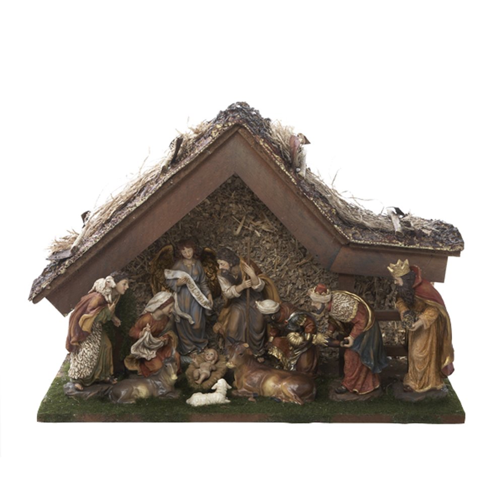 Kurt Adler 12-Inch Nativity Set with Stable and 10 Figures