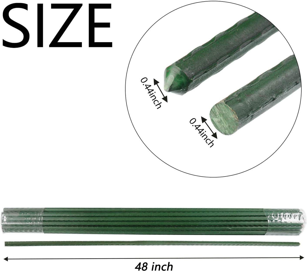 Garden Plant Stakes 48 Inch 4Ft Steel Plant Stick Support, 25 Pack Tomato Stakes for Growing Climbing Plants, Potted Plants, Tomatoes, Trees, Cucumber, Beans, Fences Poles