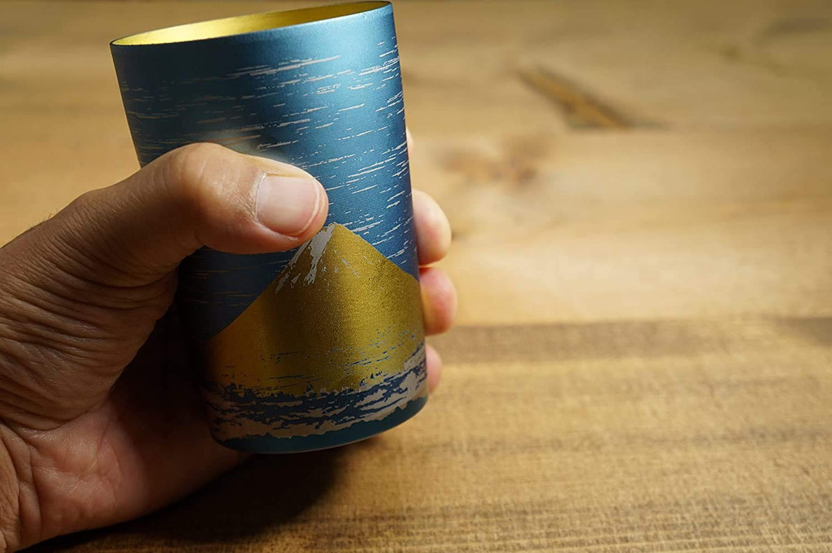 HORIE T09MFG270 T09MFG270 Titanium Double Wall Tumbler, Fuji, Made in Tsubame, Niigata Prefecture, 9.1 fl oz (270 cc), Gold Fuji, Paulownia Box