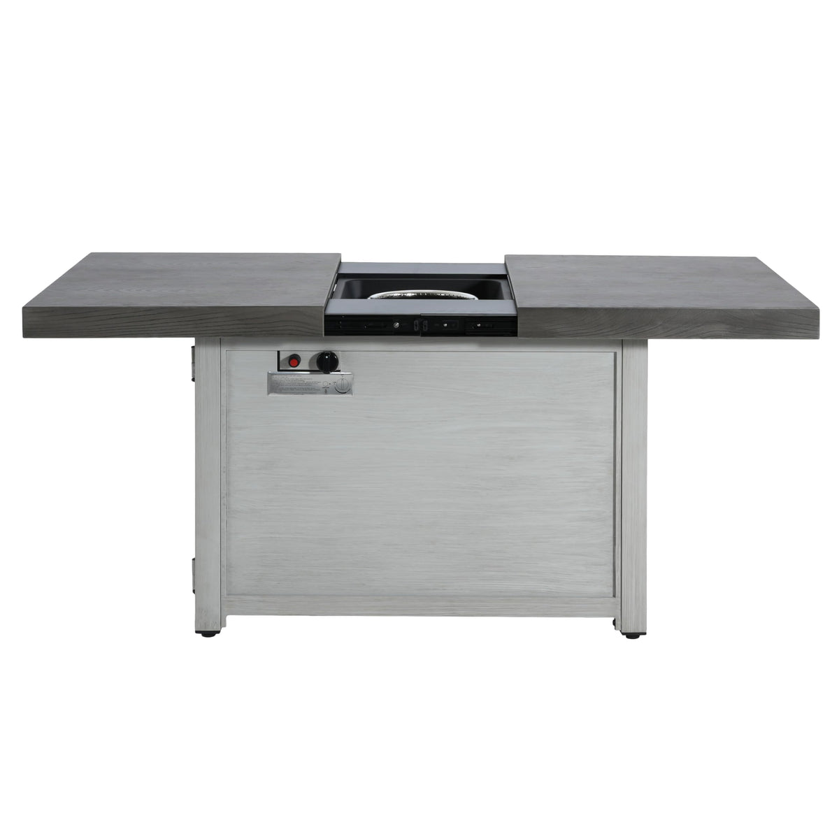 Christopher Knight Home Akali Extendable Outdoor Fire Pit Table with Lava Rocks and Protect Cover, Aluminium Alloy Tabletop Fire Pit with Steel Frame, Patio Fireplace Table, 50000 BTU, Dark Grey