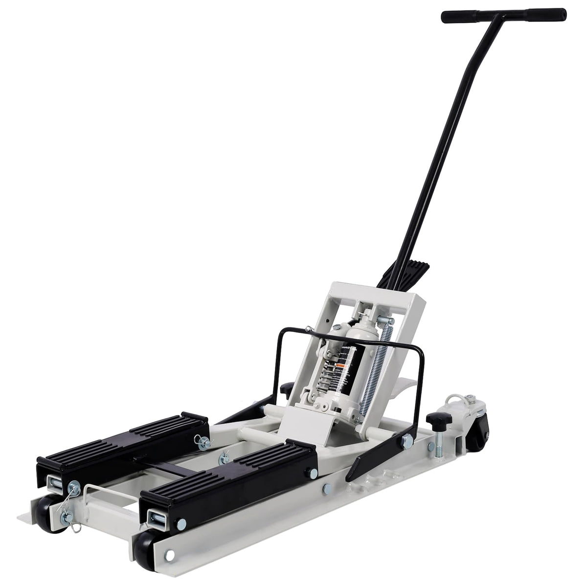 SPOFLYINN Hydraulic Motorcycle Lift Jack 1500 LBS Capacity Scissor Lift Jack Foot-Operated Lift Table with 4 Wheels for ATV UTV Powersports Gray