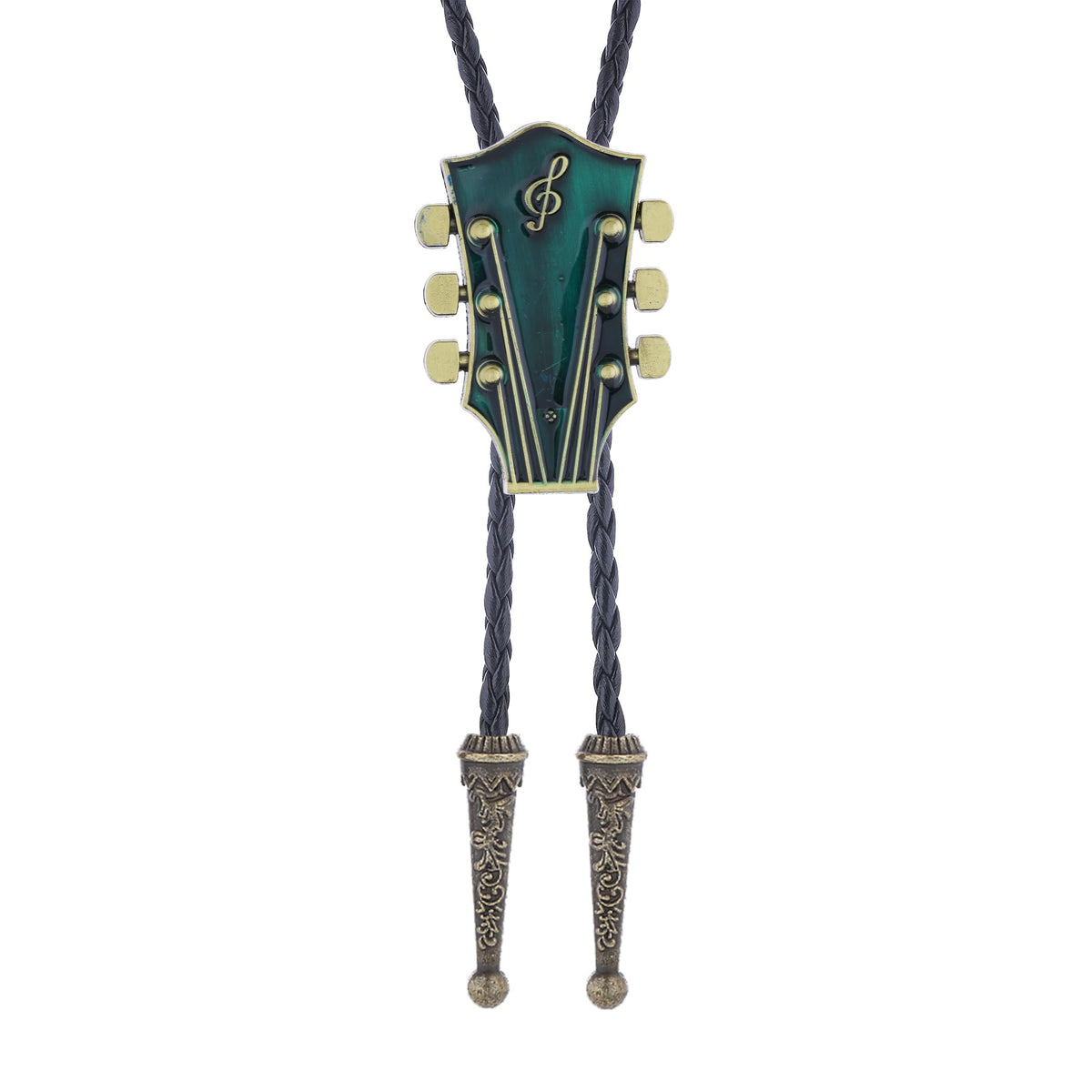 GelConnie Mens Bolo Tie Vintage Western Cowboy Guitar Bolo Tie Necklace PU Leather Necktie Party Wedding Costume Accessory