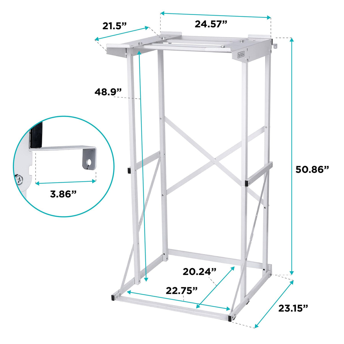Black+Decker Washer Dryer Stacking Rack Stand, Compatible with Black and Decker Portable Washers and Dryers, Heavy Duty Steel, Dryer Stand with 60 lb. Weight Capacity, BWDS, White