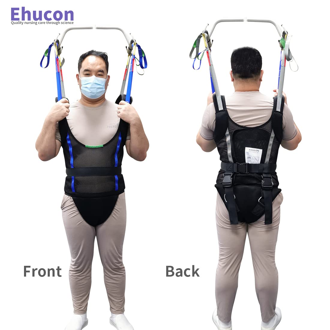 Ehucon Comfort Padded Patient Lift Walking Sling,Portable Standing Harness to People/Handicap for Ambulating Support Training,500 lbs Safety Loading-Large Size