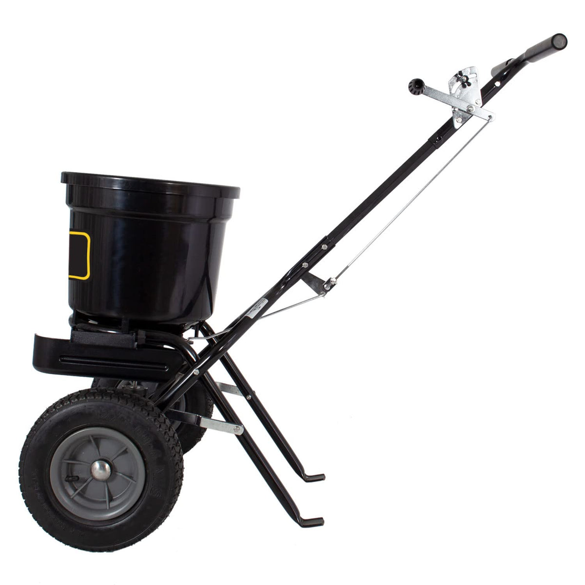 Brinly P20-500BHDF-A Push Spreader with Side Deflector Kit and Hopper Grate, 50 lb. Capacity - Flat Black