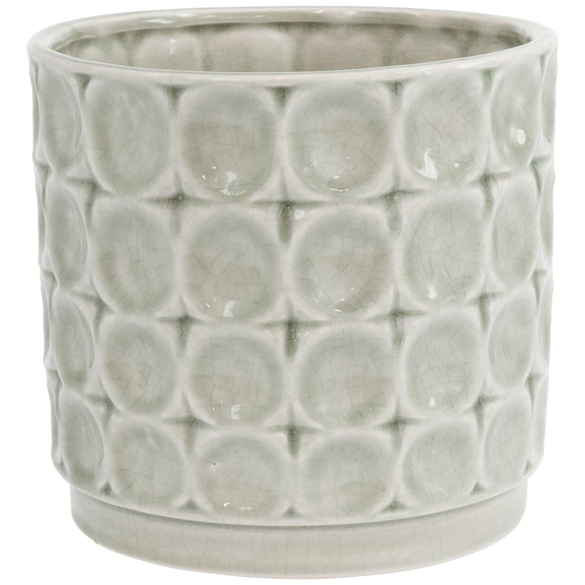 Boston International Embossed Circle Ceramic Planter, Sage Green, Large 7.25"
