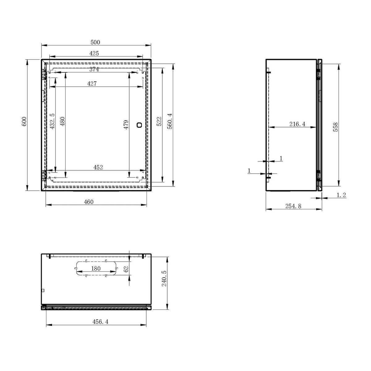 KWONONG Metal Enclosure, IP65 Waterproof Electrical Box for Indoor and Outdoor Projects, Includes Mounting Plate and Wall Bracket 600×500×250mm (24"×20"×10")