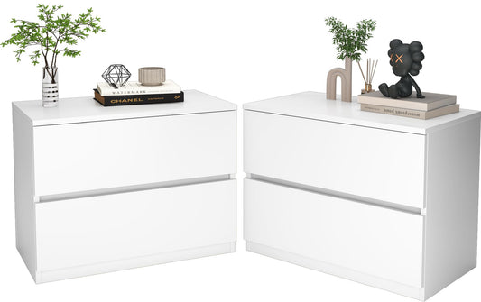 furtble 2 Drawer Dresser, Small Dressers for Closet, Wood Storage Cabinet for Hallway Bedroom Entryway, Nightstand Sofa Beside Table Drawer Chest, 23.6 in, White
