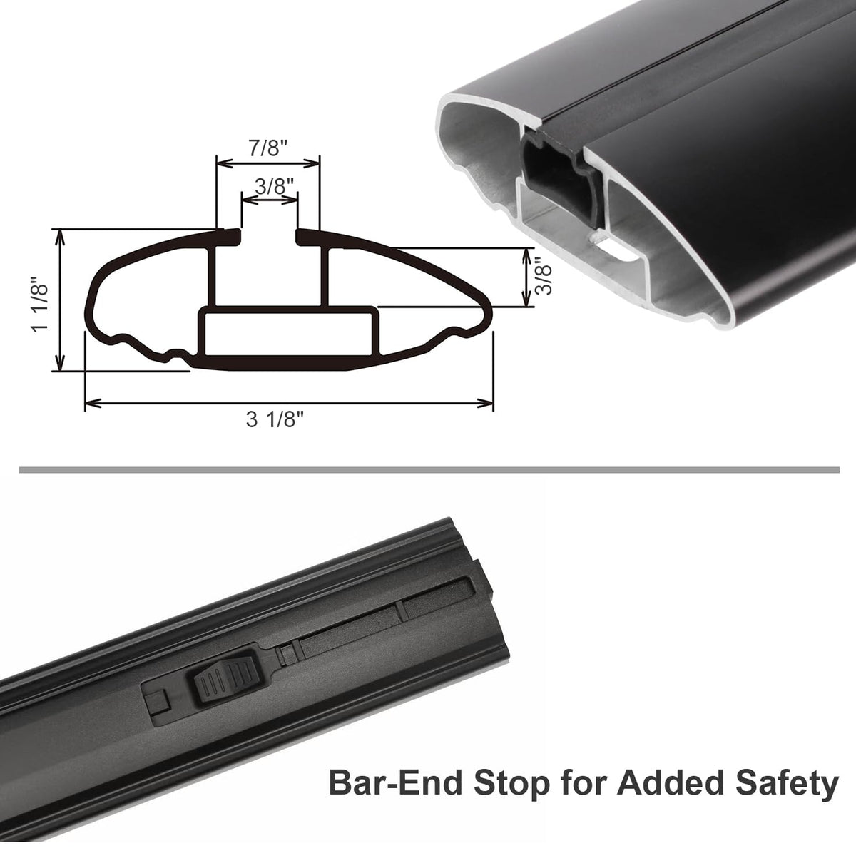 INNO XB138 Aero Reduced Noise Base Bars - 54-Inch (1 Bar) (Glass Blasted Black)