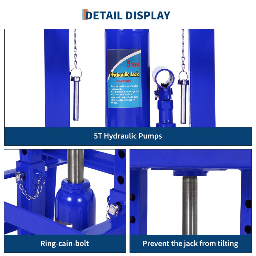 2PCS Hydraulic Car and Truck Service Ramps,11023 LBS (5 T) Capacity, Portable Lifts Ramps for Oil Changes, Adjustable Lift Height 9.8 in to 16.21 in, Home Garage,Vehicle Auto Garage Repair (Blue 5 T)