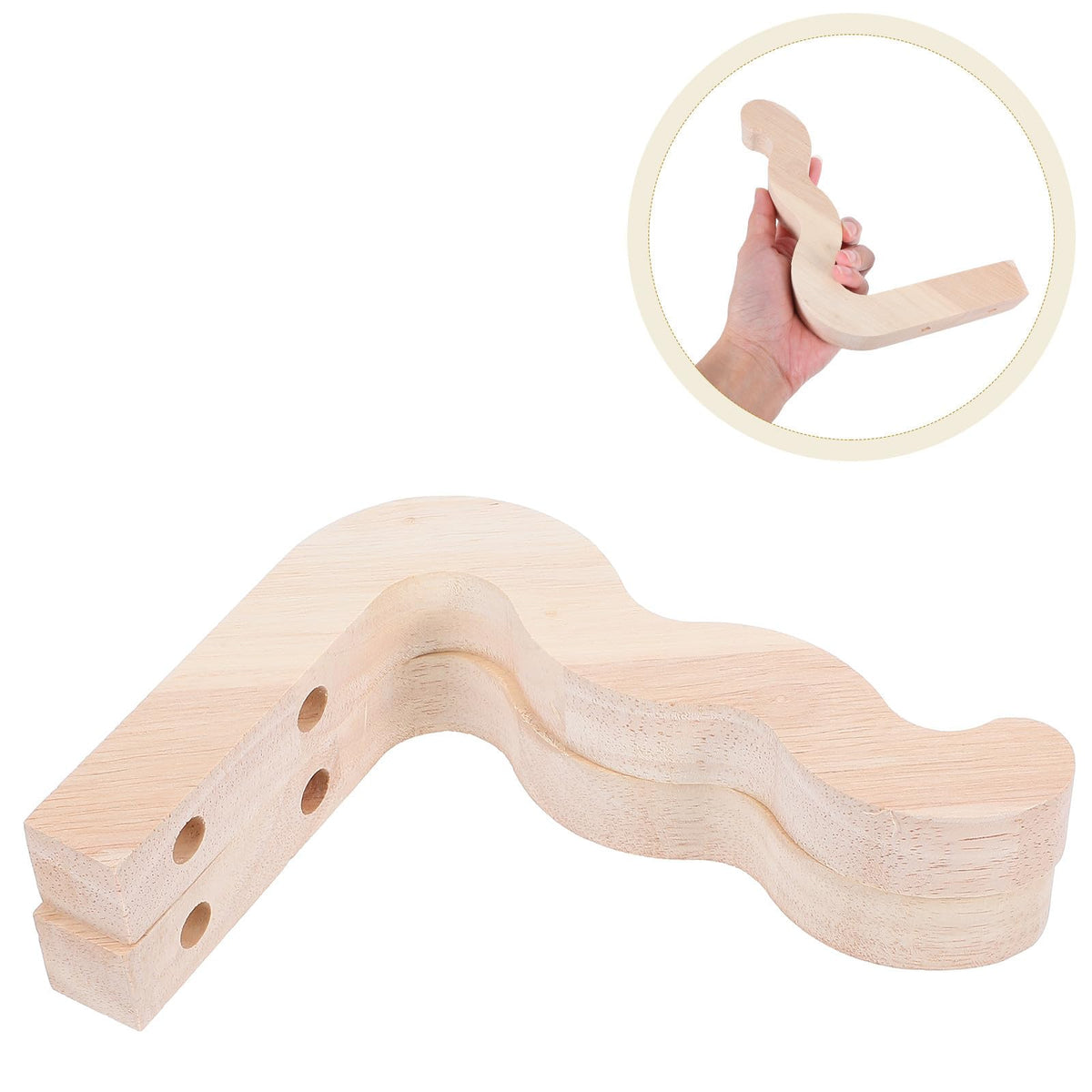 Kisangel 2pcs Wooden Wall-Mounted Plant Hooks for Indoor Outdoor Use, Flower Pot Hangers and Wind Chime Brackets, Natural Wood Planter Holders for Garden Balcony Decor
