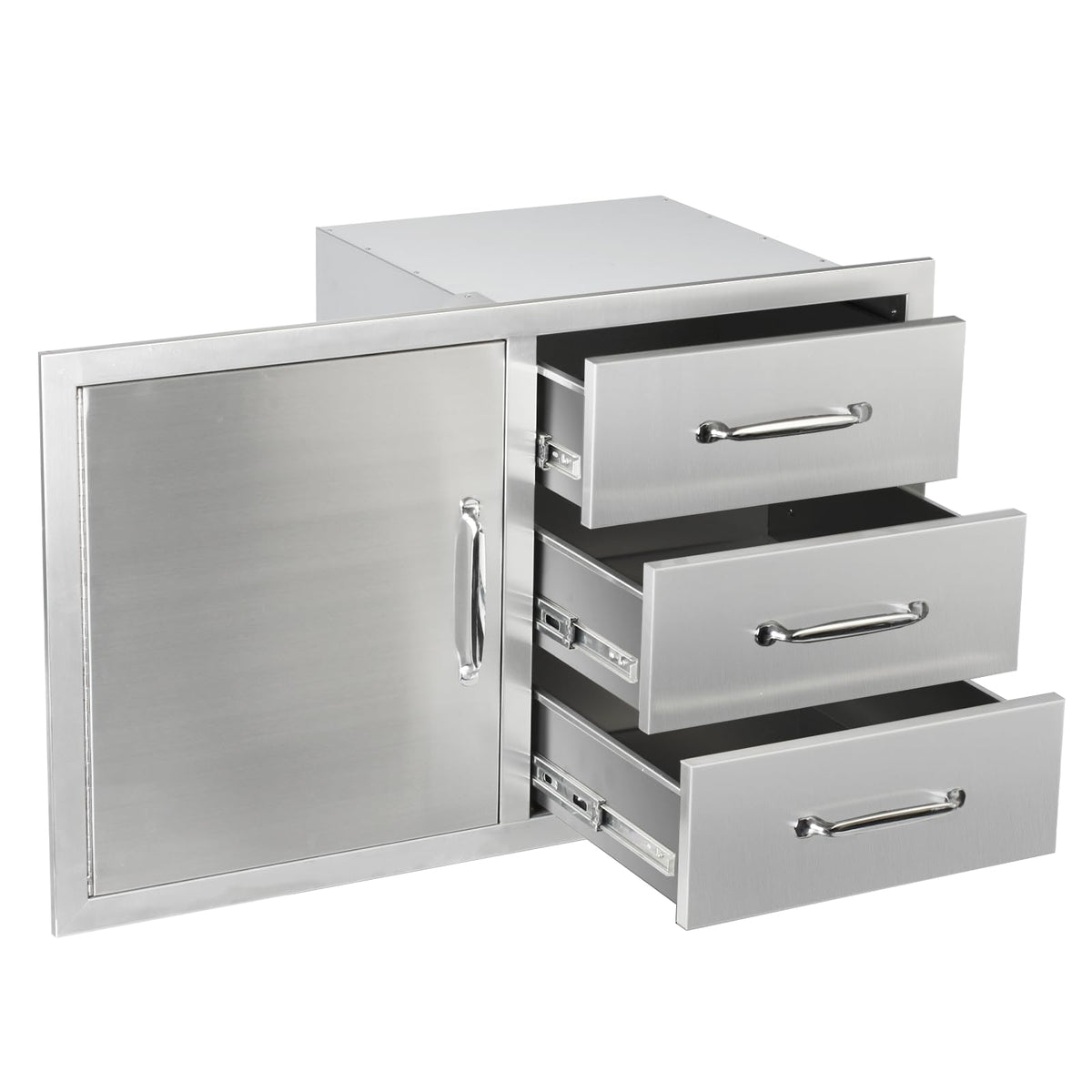 SGOLAN Outdoor Kitchen Door Drawer Combo Cabinet 38.1W x 22.6H x 20.8D BBQ Access Door&Triple Drawers Combo, Stainless Steel Handles for Outdoor Kitchen Island
