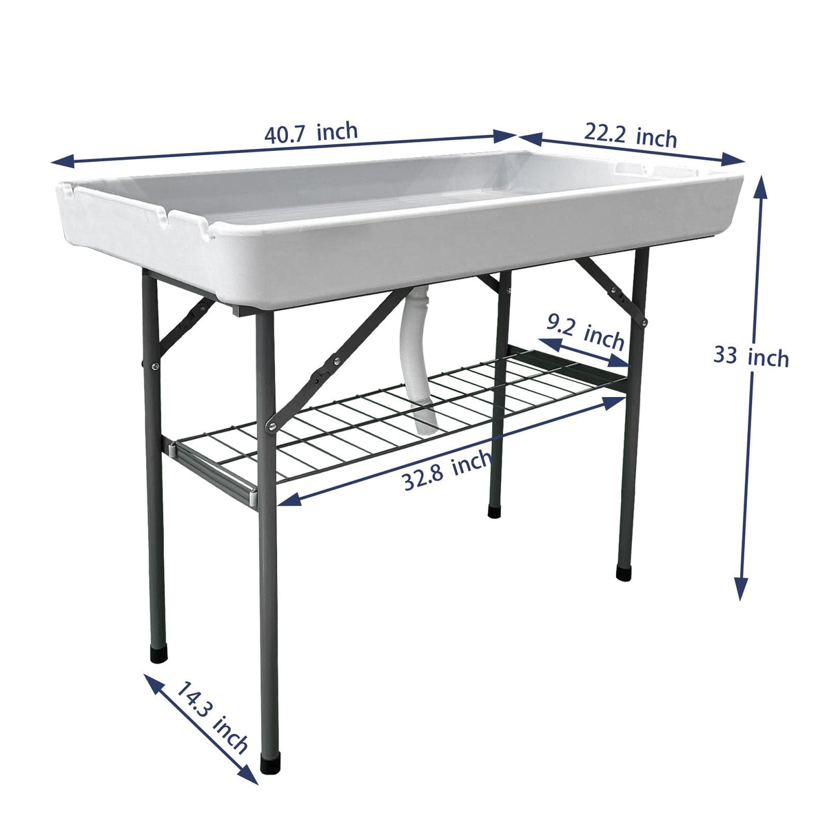 GUAGUA Ice Cooler Table - Portable Bar Table for Events Outdoor Cooler Stand with Drain for Parties Drink Foldable Picnic Table Party (WhiteA)