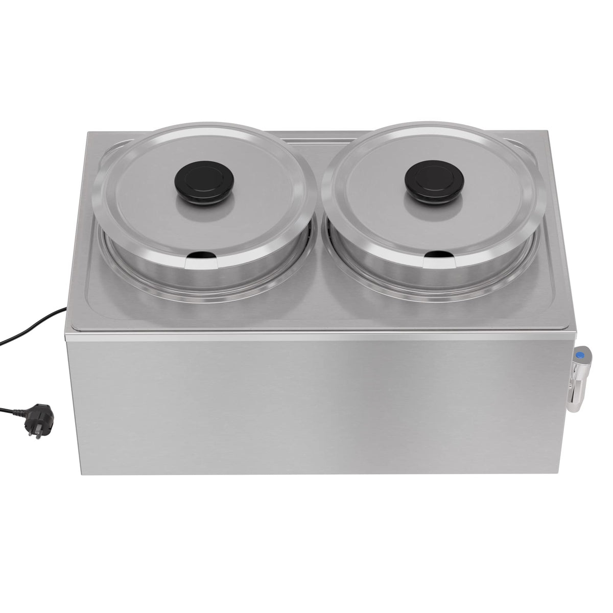 KoolMore Commercial Bain Marie Countertop Food Warmer, Soup Station, and Buffet Table Server with Two Serving Pots and Tap, Stainless-Steel Steamer with Auto Shut Off (CFW-4T), Silver