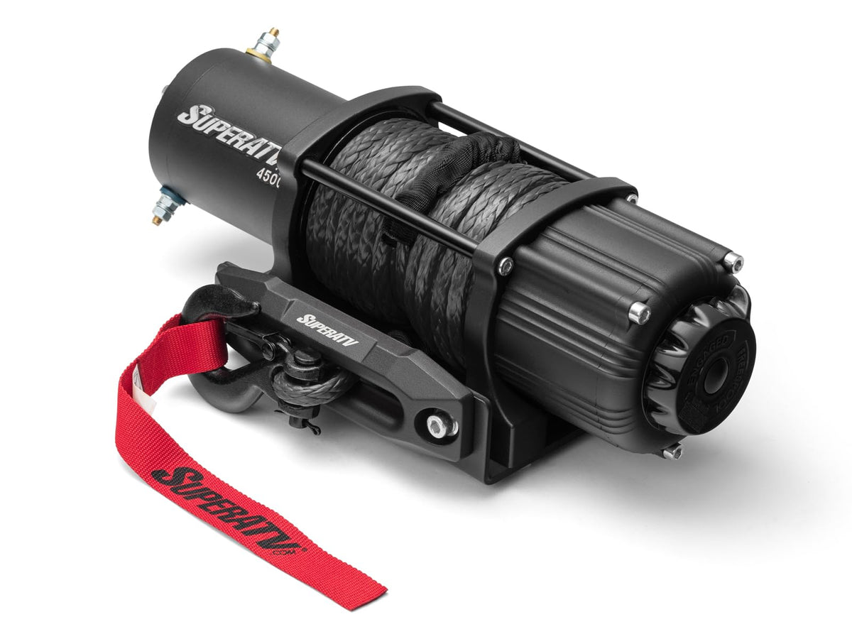 SuperATV 4500 lb Winch For UTV/ATV | Complete Black Ops Winch Kit | Waterproof Seals And Solenoid | 1.3 HP Motor | 166:1 Gear Ratio