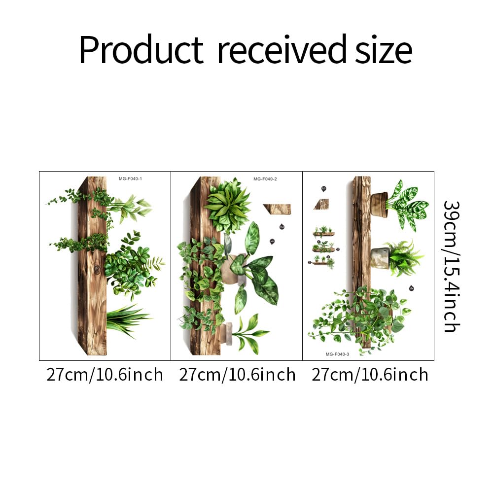 iMagitek 3 Pack 3D Potted Plants Wall Stickers Removable Tropical Nature Plants Wall Decals for Living Room Bedroom Kitchen