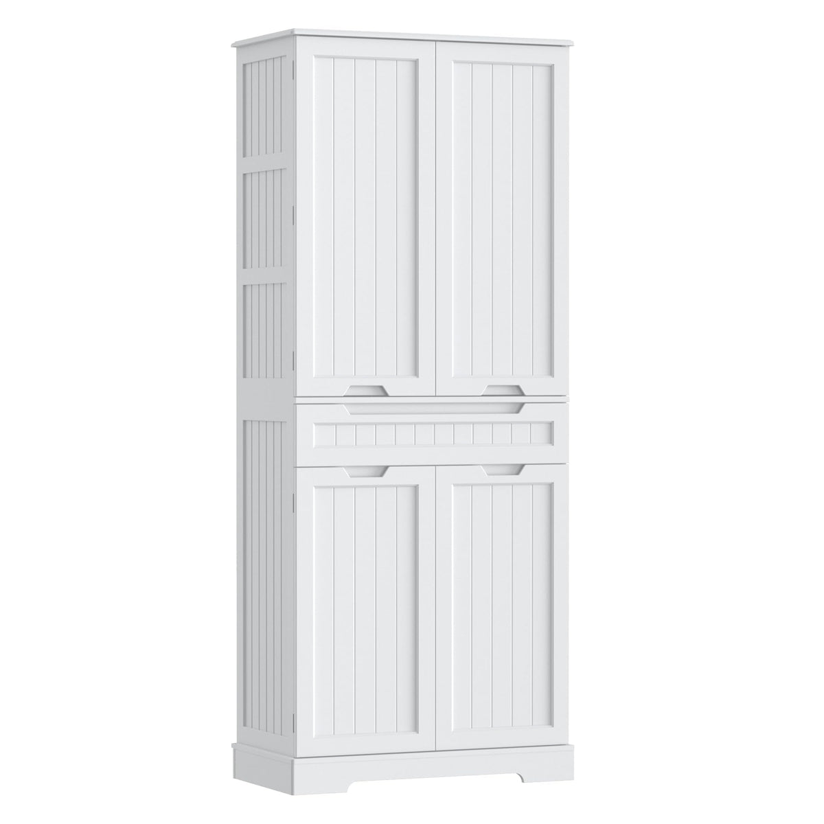 Gizoon 71" Tall Kitchen Pantry Cabinet with Doors and Adjustable Shelves, Pantry Storage Cabinet with Drawer Freestanding Organizer for Small Kitchen Bathroom Laundry Room, Painted White