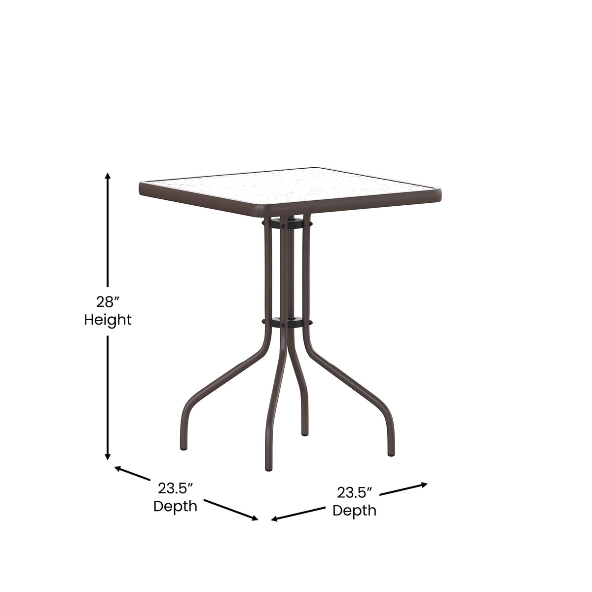 Flash Furniture TLH-0731SQ-017CBZ2-GG Lila 23.5'' Square Glass Table with 2 Metal Aluminum Slat Stack Chairs, Bronze