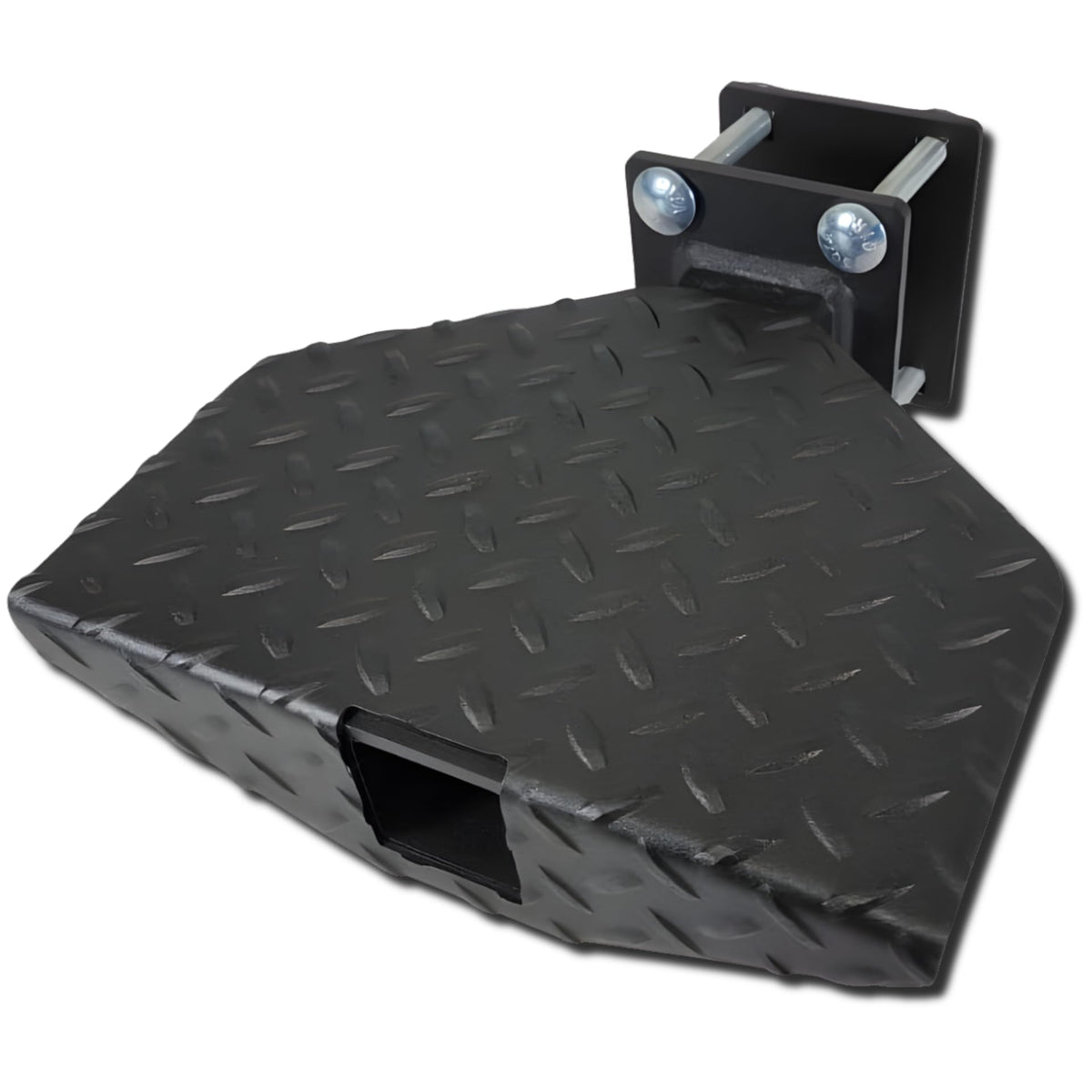 500 lb Rated Heavy Duty Boat Trailer Step – USA Made Welded Steel Boarding Platform – Fits 2" x 4" Trailer Frames – Anti-Slip Diamond Tread – Hardware Included