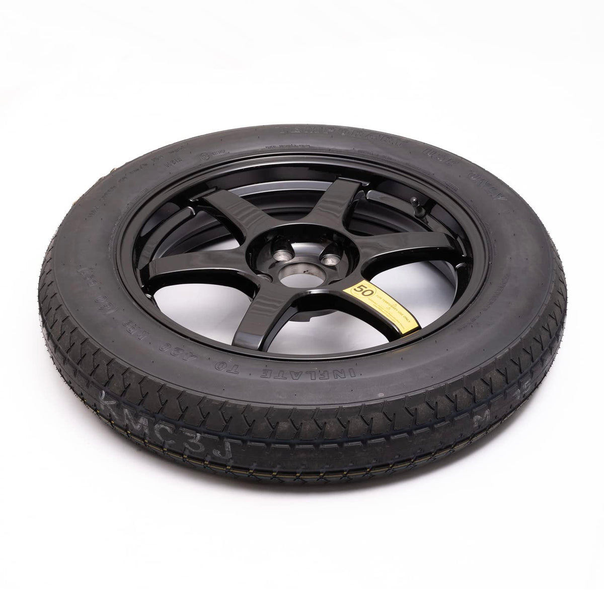 StanceMagic Complete Spare Wheel Tire Kit Fits 2017-2026 Tesla Model 3 Long Range RWD, 18x4 Rim, 125/80R18 Tire, 2 Ton Scissor Jack, Tools, Carrying Bag, Also fits Highland