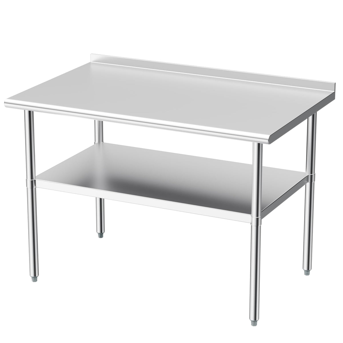 Derro Stainless Steel Table for Prep & Work, 30x48 in, Metal Commercial Heavy Duty Table with Backsplash and Adjustable Under Shelf and Foot for Restaurant, Home and Hotel