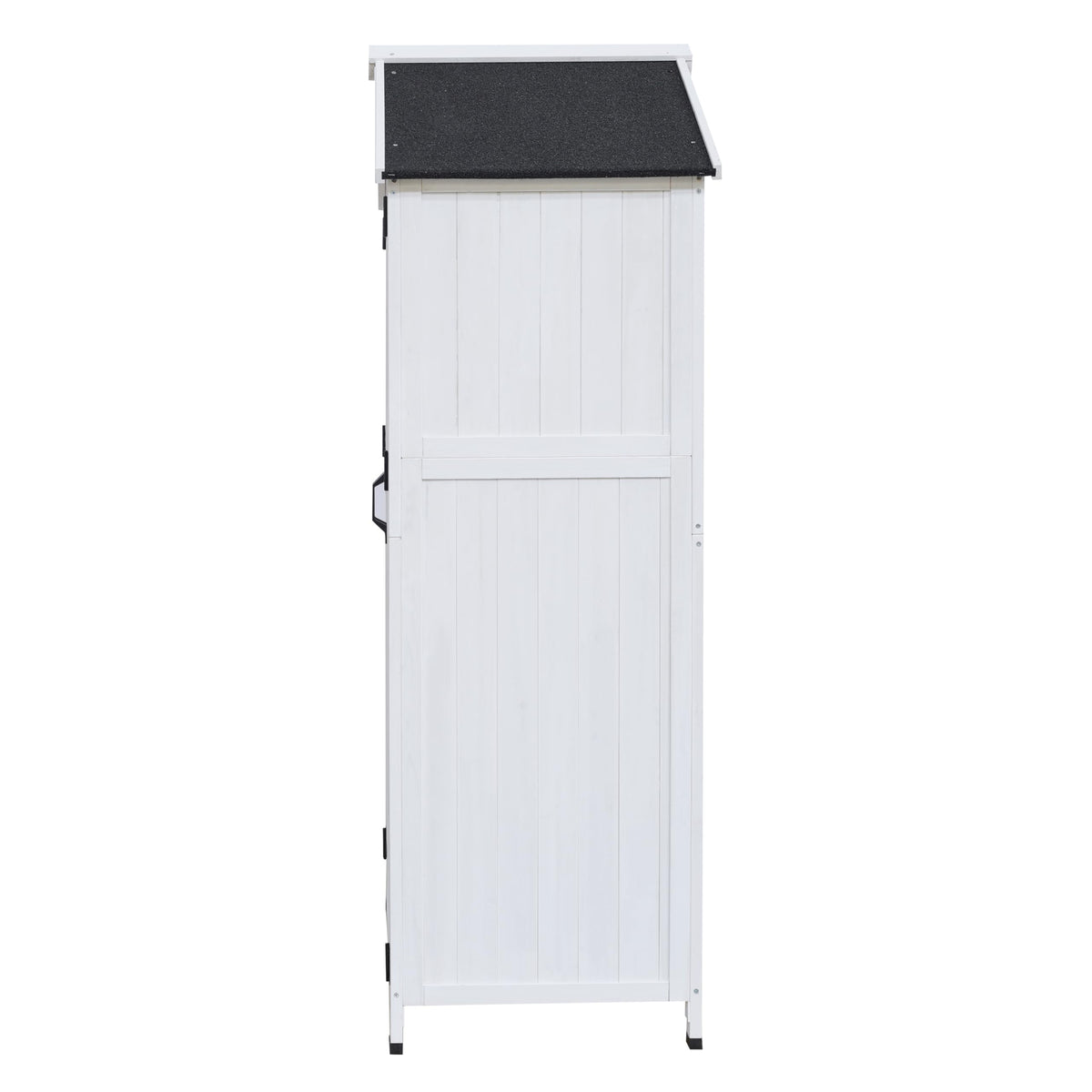 Christopher Knight Home Neapo 67" Outdoor Storage Shed, Spacious Storage Garden Tools Shed, Fire Wood Tall Sheds, Two Open Doors, Wooden Panel Design, Easy Organize Lawn Mowers, Shovels, Pots, White