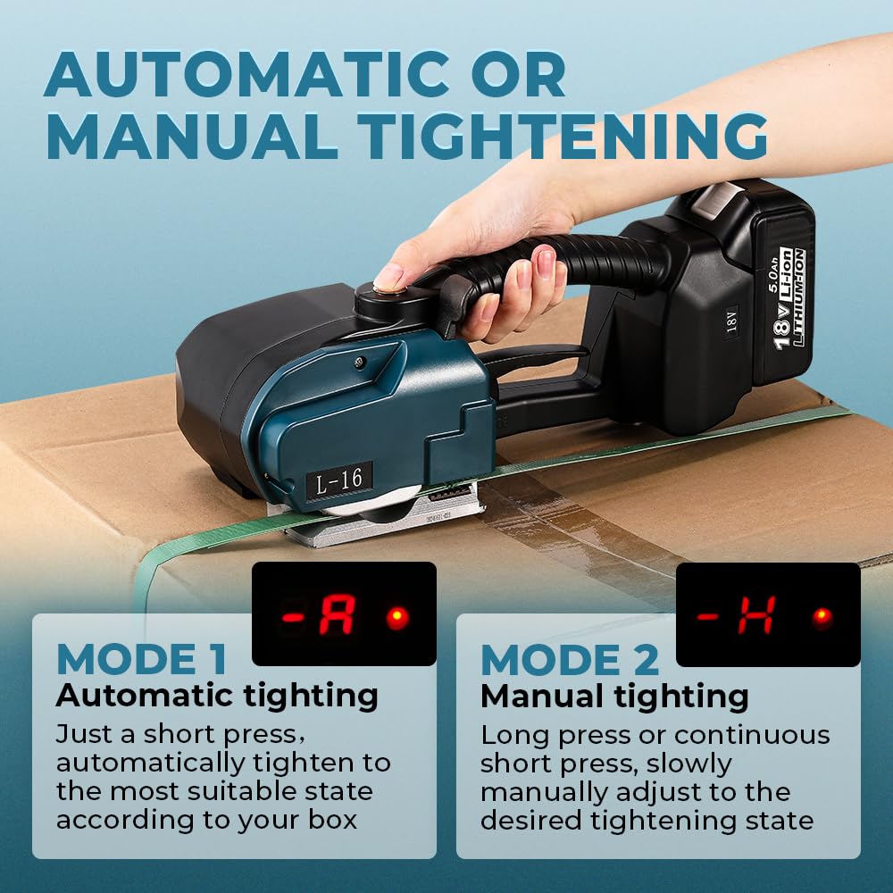Flyrivergo 5000mah Electric Strapping Machine + Three 1046' Polyester(PET) Heavy Duty Strapping Roll (Adaptive)