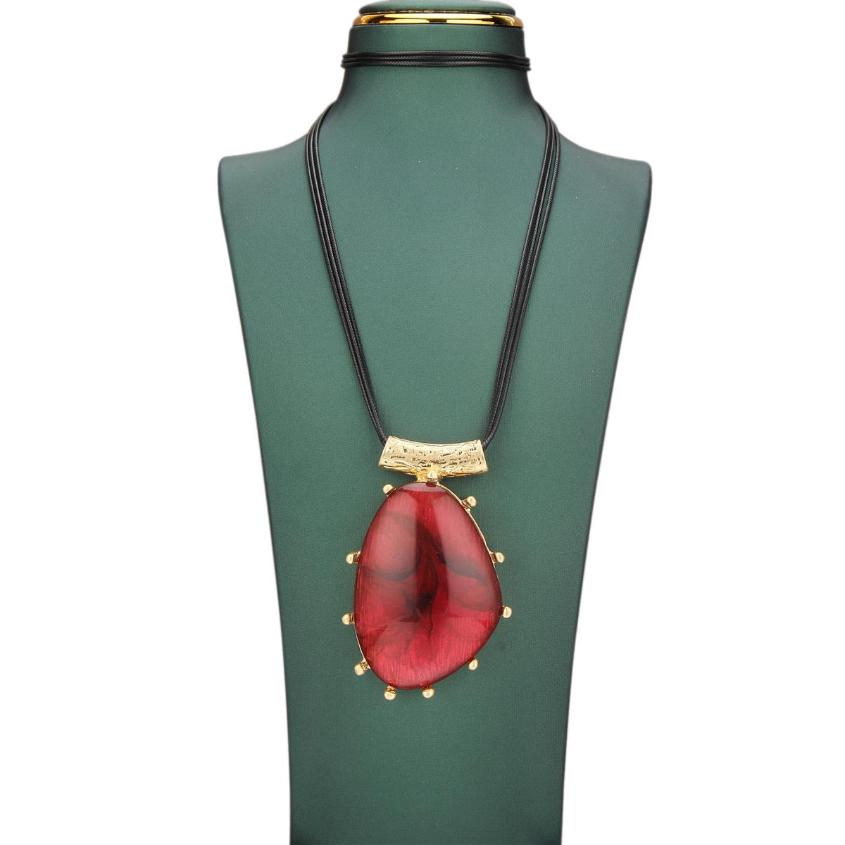 joymiao Big Necklaces for Women Statement Necklace Long Boho Pendant Necklace Bohemian Stone Necklaces Leather Choker Necklace Boho Hippie Jewelry