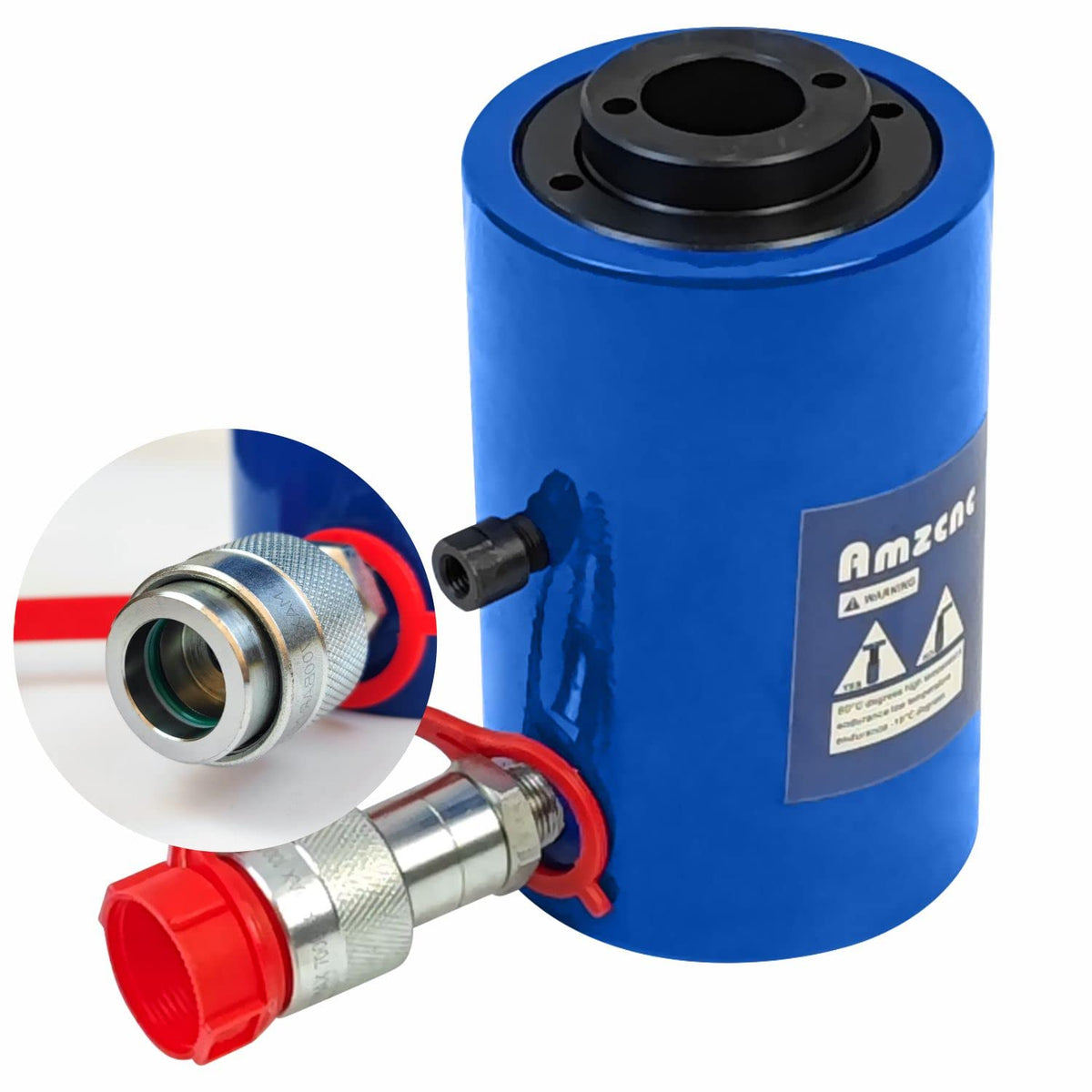 AMZCNC 20T Hydraulic Cylinder Jack Hollow Single Acting Hydraulic Ram Cylinder 4"(100mm) Hydraulic Lifting Cylinders (20T 4Inch Hollow)