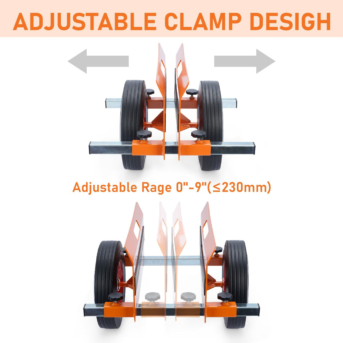 AIWFL Panel Dolly Heavy Duty Door Cart 1100LBS Capacity Slab Dolly Adjustable Drywall Mover with 10" Solid Wheels Panel Cart for Drywall Sheet Material Handling All Terrain Moving