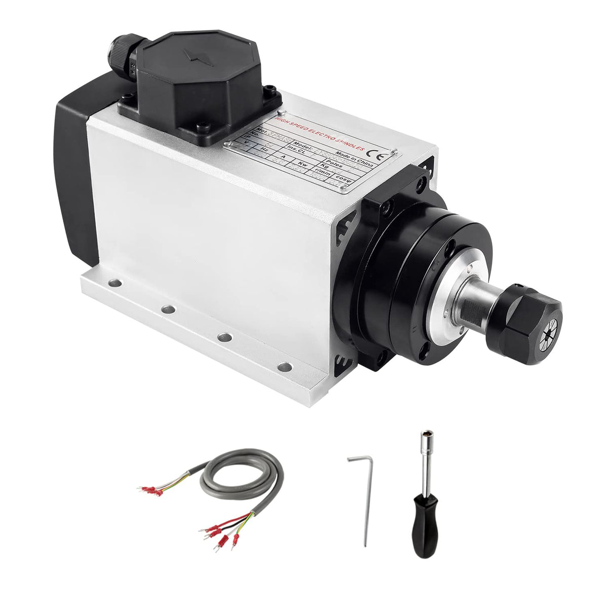 CNC Spindle CNC Motor 110V 2.2KW 2200W ER20 Square Air Cooled Spindle Motor 4 Bearings 24000RPM 400HZ for CNC Router Machine