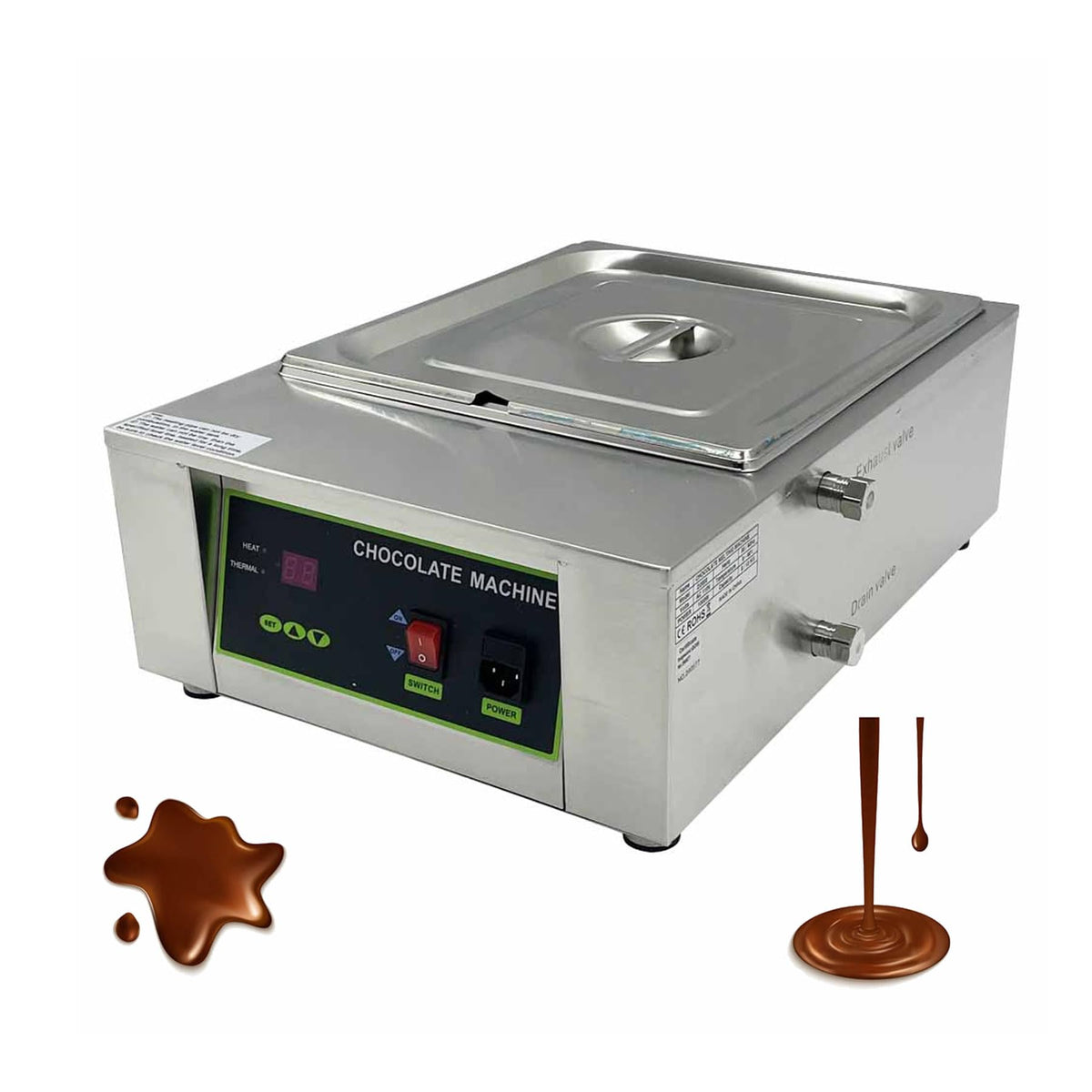JARYANNIX 110V Stainless Steel Chocolate Melting Machine, Digital Control Chocolate Melter for for Bakeries Restaurants 1000W