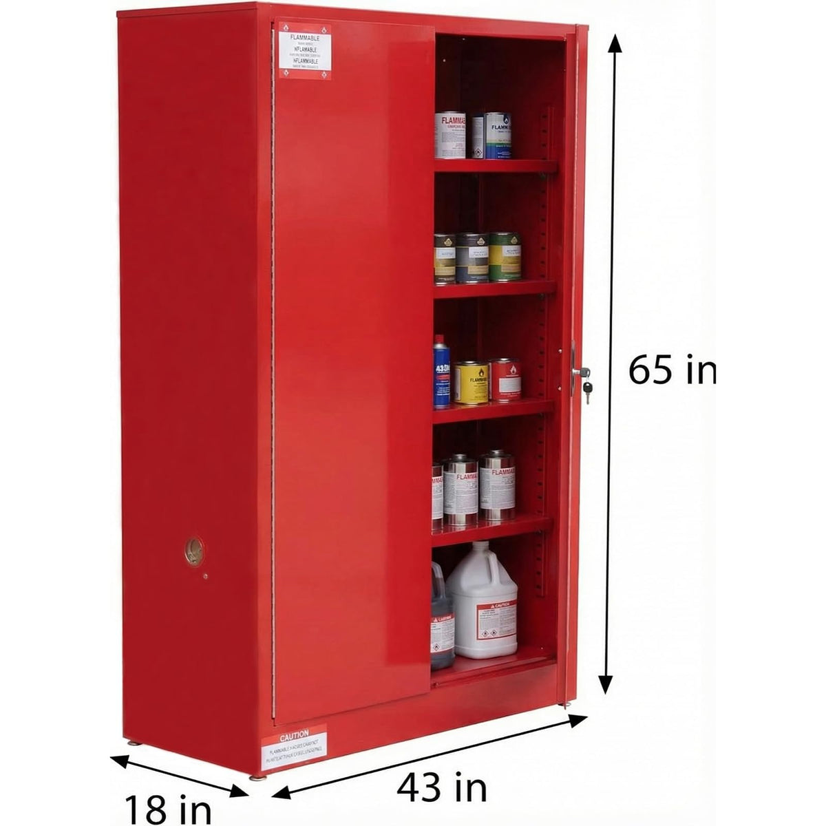 ActiveTrail 45 Gallon Flammable Safety Cabinet, Industrial Yellow Steel Storage for Flammable Liquids, 2 Adjustable Shelves, Double-Wall Fireproof Cabinet with Manual Close Doors & Vents – Red