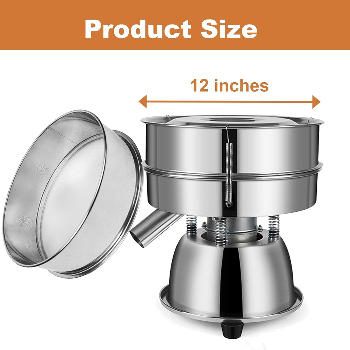 Automatic Sieve Shaker Machine, 110V Stainless Steel Vibrating Sifter with 10 & 60 Mesh Screens for Flour & Powders