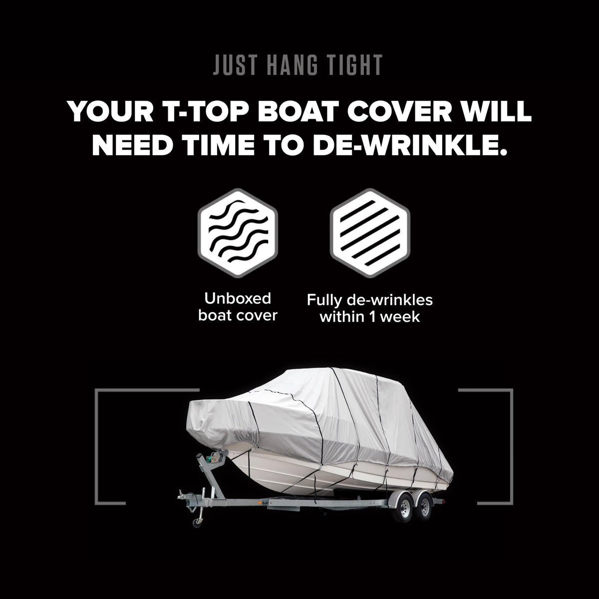 Budge Hard Top T-Top Boat Cover, Fits Boats 24-26ft with Beam up to 106", 600 Denier UV & Water Resistant Polyester, Gray