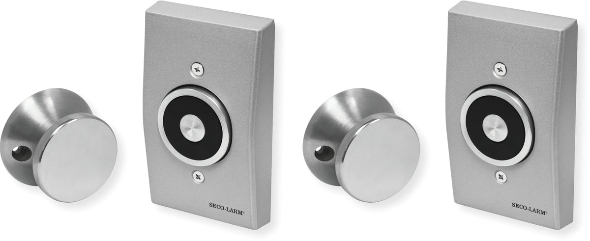 Seco-Larm DH-171SQ Pack of 2 Flush-Mount Magnetic Door Holders, 33 lb Holding Force, Wired Electric Operation, Tri-Volt 12/24 VAC/VDC and 120 VAC, Cast Aluminum Faceplate, Low Profile
