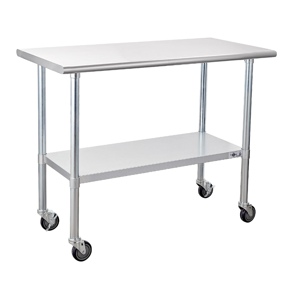 Profeeshaw Stainless Steel Table with Wheels 24x48 Inch, NSF Commercial Kitchen Prep & Work Table with Undershelf and Galvanized Legs for Restaurant, Bar, Utility Room and Garage Heavy Duty Table