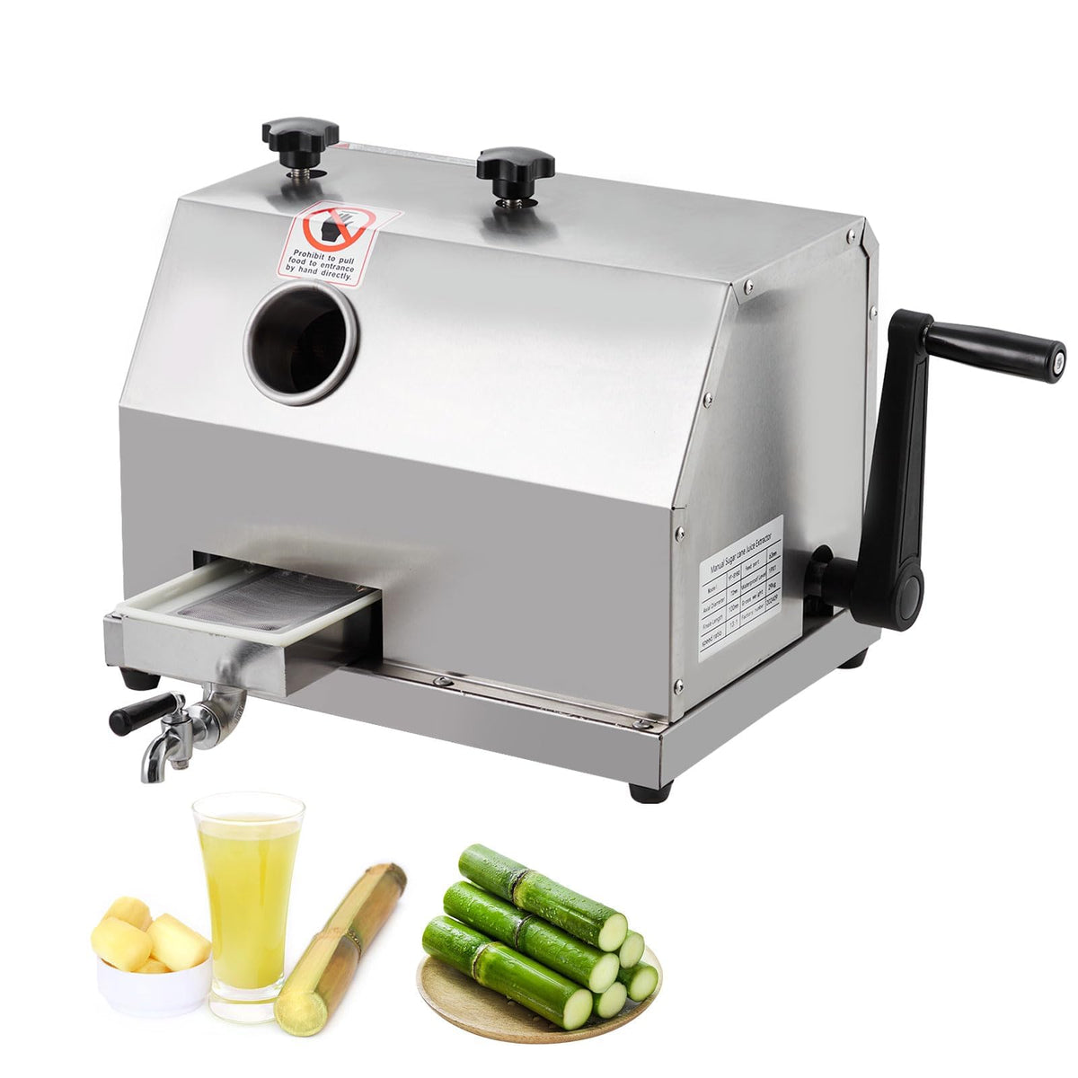 Garvee Manual Sugar Cane Press Juicer, 3 Stainless Steel Rollers Commercial Sugarcane Juicer Machine, 2.4" Big Inlet, 110 LBS/H High Yield Sugar Cane Extractor